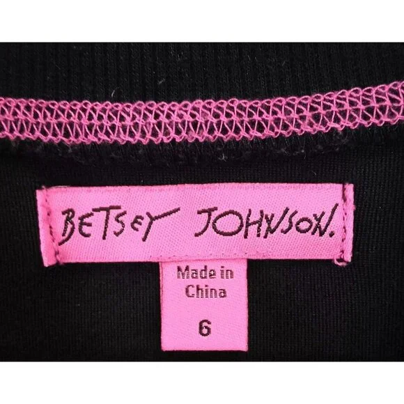 3/10 Betsey Johnson Girl's Velour Sequined Rainbow Top Size 6 Black Embellished - Picture 8 of 10